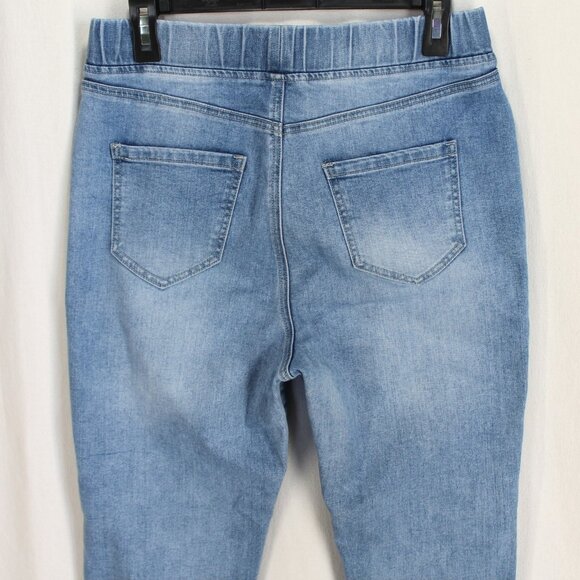 Mudpie Skinny Jeans Womens Size M Medium Wash Blue Pull On Waist Frayed Hems - Picture 5 of 6